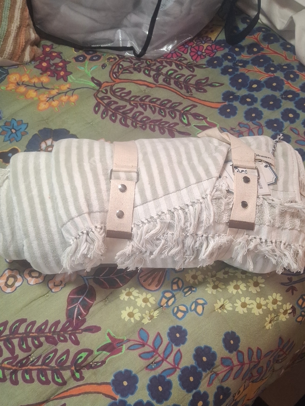 The Beach Blanket By Business & Pleasure Co- Cream And Light Green